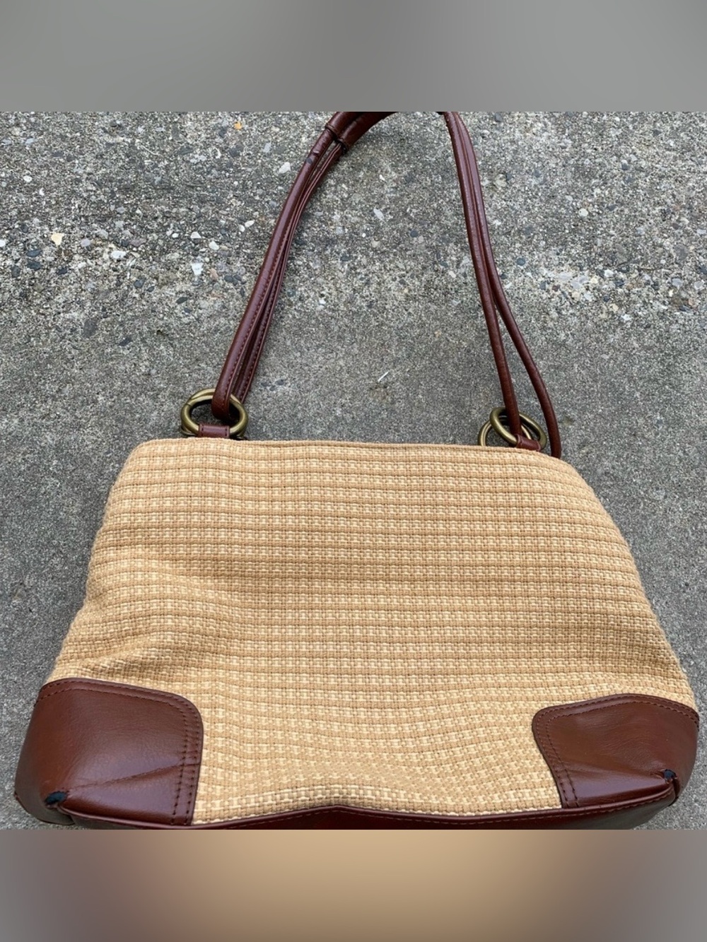 VINTAGE WOVEN NEUTRAL BASIC HANDBAG